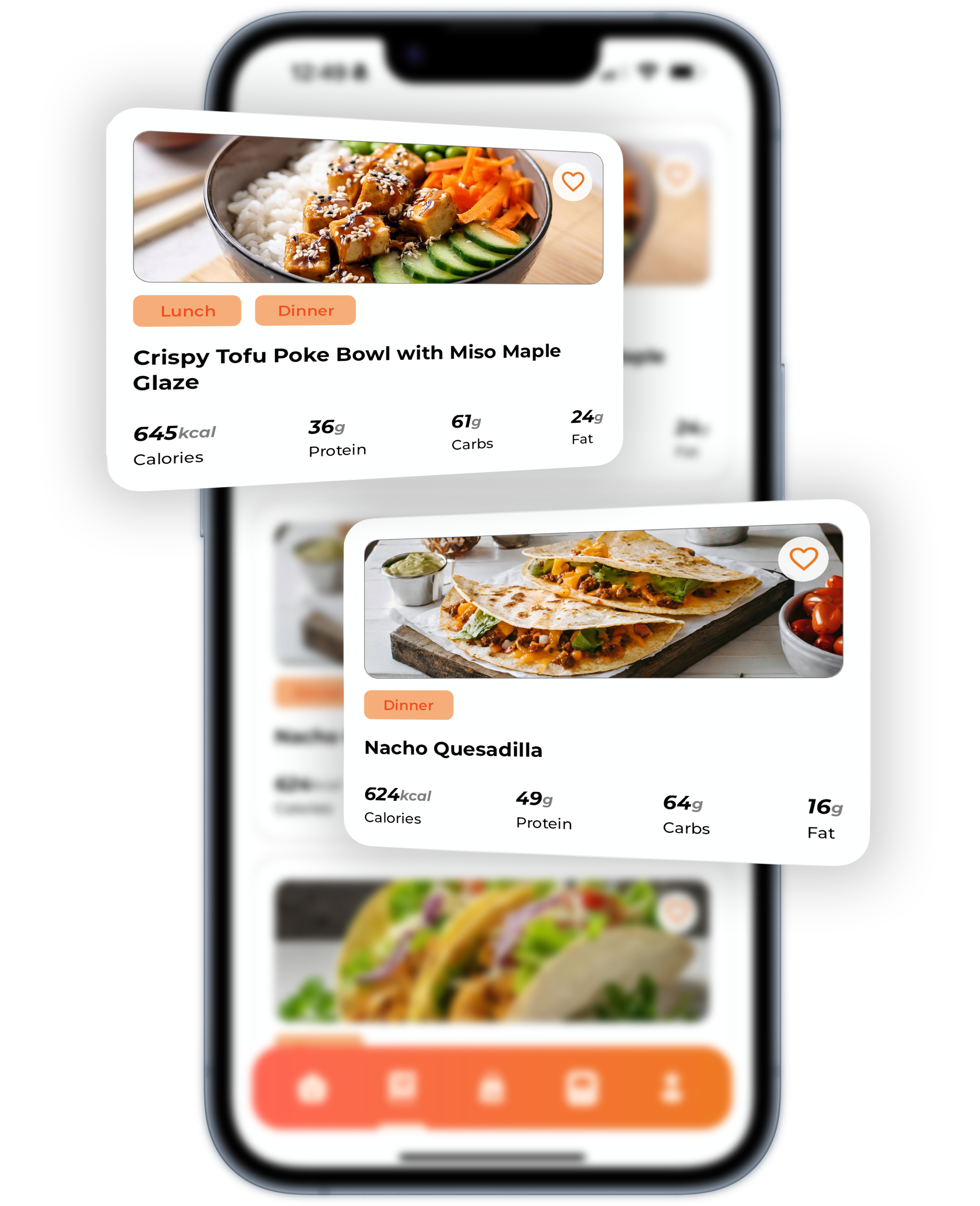 INCHECK FIT meal swap screen
